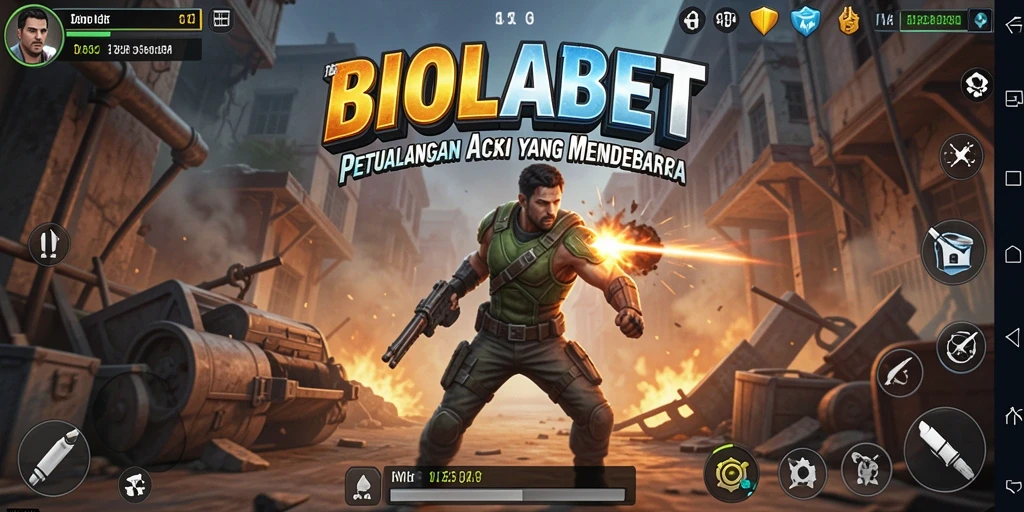 Tampilan gameplay seru BIOLABET dengan karakter aksi mendebarkan.