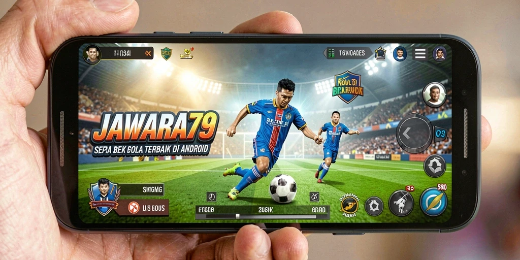 Screenshot dari JAWARA79 menampilkan aksi mendebarkan dalam pertandingan sepak bola.