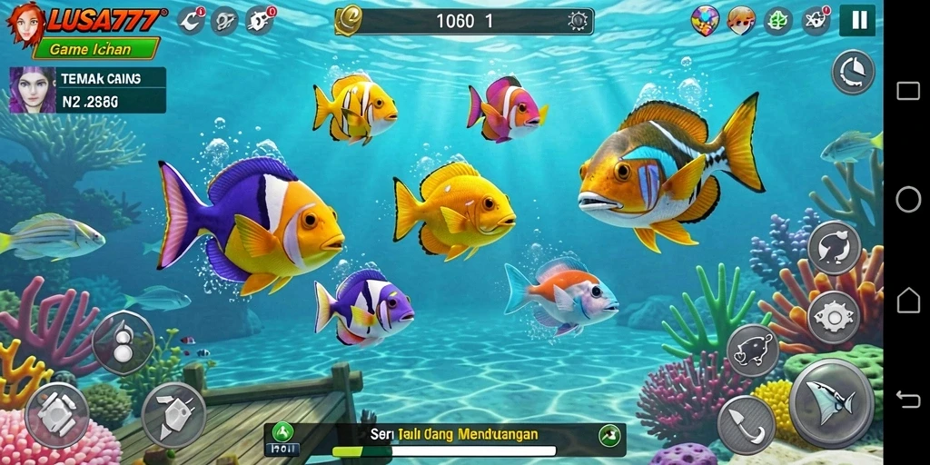 Berbagai ikan berwarna-warni siap untuk ditembak.