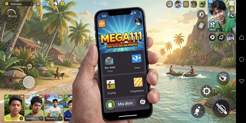 Tampilan gameplay MEGA111 yang menyenangkan dan penuh warna.