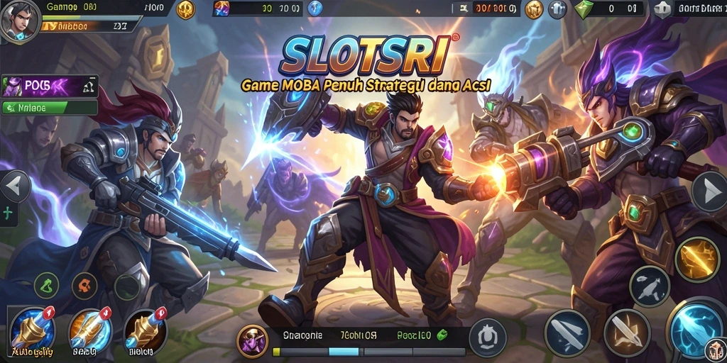 Screenshot menampilkan aksi seru dalam game MOBA SLOTSRI.